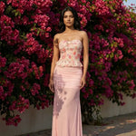 Hand Printed Floral Pink Skirt & Top Set